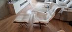Lounge Chair met Ottoman - Leer & Walnoot, Huis en Inrichting, Ophalen, Zo goed als nieuw, 75 tot 100 cm, Modern