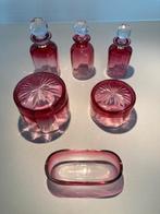 Kaptafel/toilet set cranberryglas, Val Saint Lambert 1920, Ophalen of Verzenden