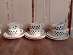 6 Gdr polka dot kop en schotels - groen - gebruikt, Gebruikt, Ophalen of Verzenden, Overige stijlen, Kop(pen) en/of Schotel(s)