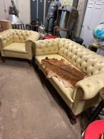 Zeer oude vintage Chesterfield 2 zits bank, Ophalen of Verzenden