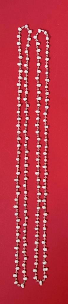 Ketting van zoetwater parels en kristal kralen. 2 x, Sieraden, Tassen en Uiterlijk, Kettingen, Zo goed als nieuw, Steen of Mineraal