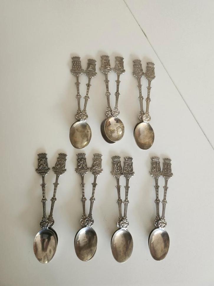 Verzilverde theelepeltjes DE HH..90, Antiek en Kunst, Antiek | Goud en Zilver, Ophalen of Verzenden