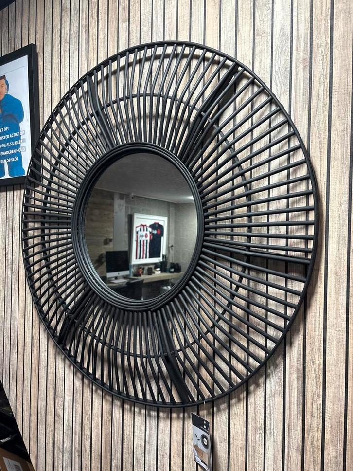 Ronde Spiegel - 76,5 cm - Zwart, Huis en Inrichting, Woonaccessoires | Spiegels, Nieuw, 50 tot 75 cm, Minder dan 100 cm, Rond