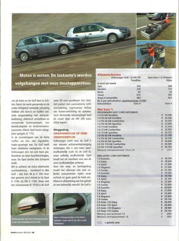 Autokampioen dubbeltest VW Golf en Opel Astra 2004 beschikbaar voor biedingen