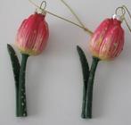 Kerst: Kerstornamenten / Kersthangers Tulp 2 stuks glas, Ophalen of Verzenden, Nieuw