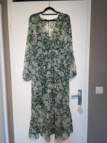 prachtige boho groene bloemen maxi herfst jurk mt 42. beschikbaar voor biedingen