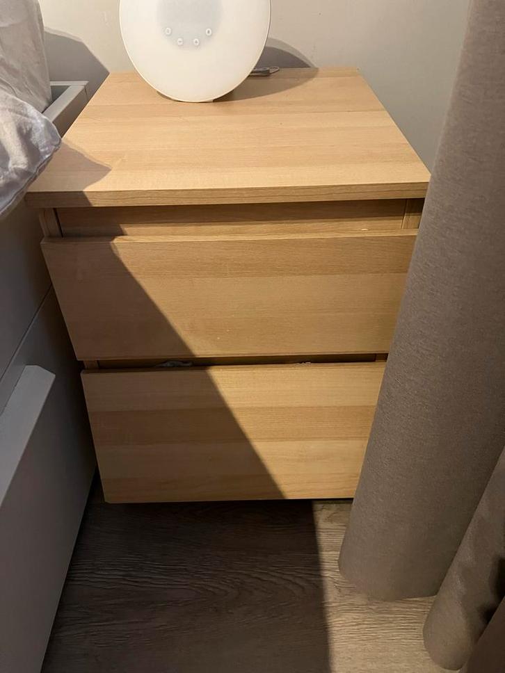 2 Nachtkastjes - Hout - Zo goed als nieuw, Huis en Inrichting, Slaapkamer | Nachtkastjes, Zo goed als nieuw, Minder dan 55 cm