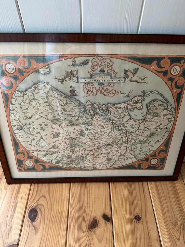 Reproductie Abraham Ortelius in wortelnoten lijst, Boeken, Atlassen en Landkaarten, Zo goed als nieuw, Landkaart, Nederland, 1800 tot 2000