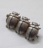 Broche met drie zilveren kevers, torren op een rijtje 925, Sieraden, Tassen en Uiterlijk, Broches, Ophalen, Zo goed als nieuw