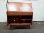 Vintage antiek retro bureau secretaire halkast met klep, Ophalen, Gebruikt