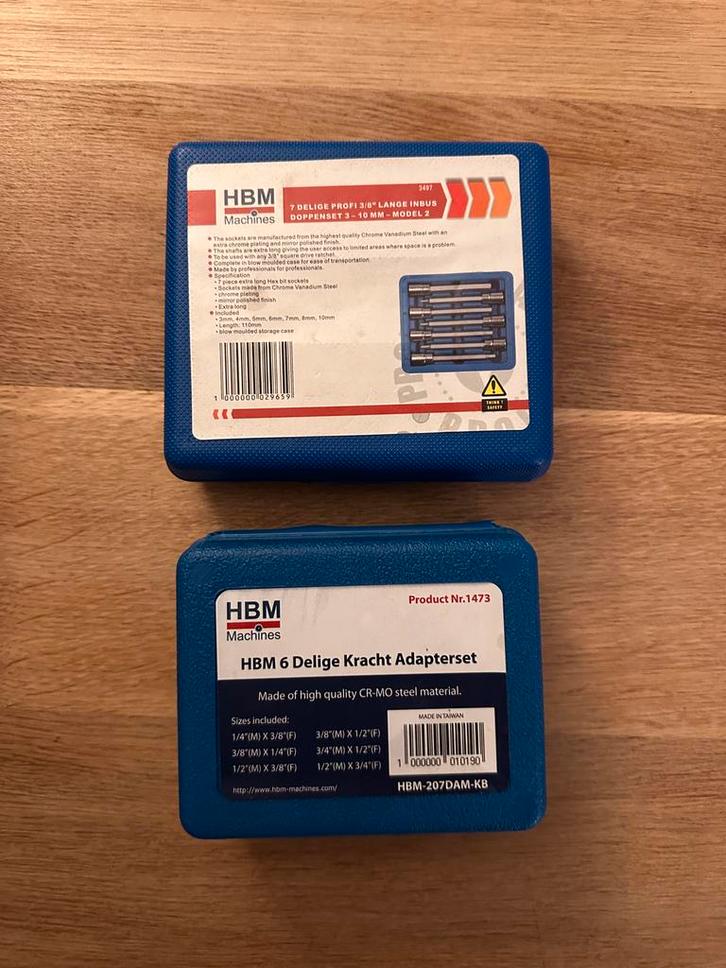 HBM 7 delige Inbus Doppenset & 6 delige Kracht Adapterset, Doe-het-zelf en Verbouw, Gereedschap | Handgereedschap, Zo goed als nieuw