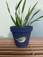 Handbeschilderde Bloempot Vogel Goudvink, Rond, Ophalen of Verzenden, Zo goed als nieuw, Aardewerk