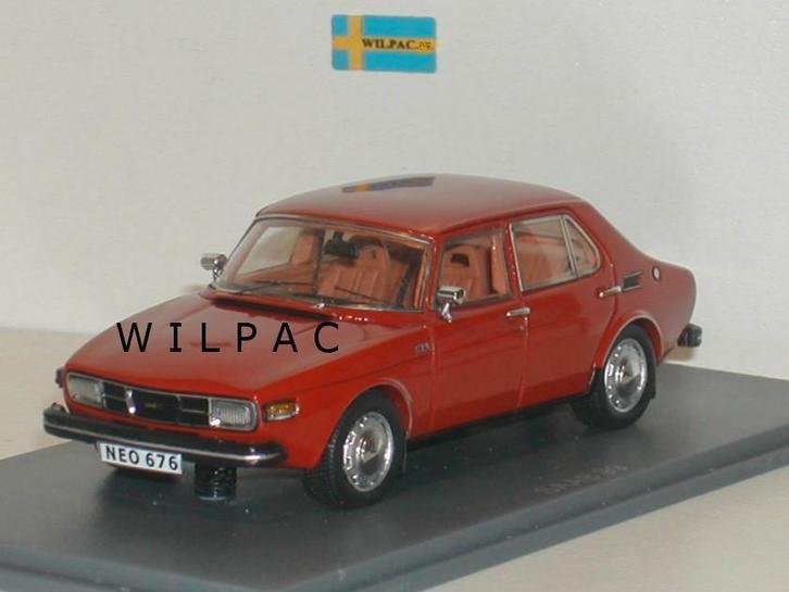 Neo. Saab 99 4 deurs rood model 1971 in resin / schaal 1:43., Hobby en Vrije tijd, Modelauto's | 1:43, Nieuw, Auto, Overige merken