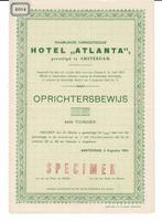 Hotel Atlanta - Amsterdam 1916 - Oprichtersbewijs, Postzegels en Munten, Aandelen en Waardepapieren, Verzenden, Voor 1920, Overige typen
