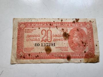 Bankbiljet Joegoslavië 20 Dinara 1944 (?) beschikbaar voor biedingen