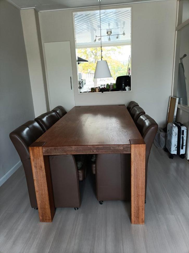 Massieve Houten Tafel - 220x100cm, Huis en Inrichting, Tafels | Eettafels, 100 tot 150 cm, 200 cm of meer, Rechthoekig, Ophalen