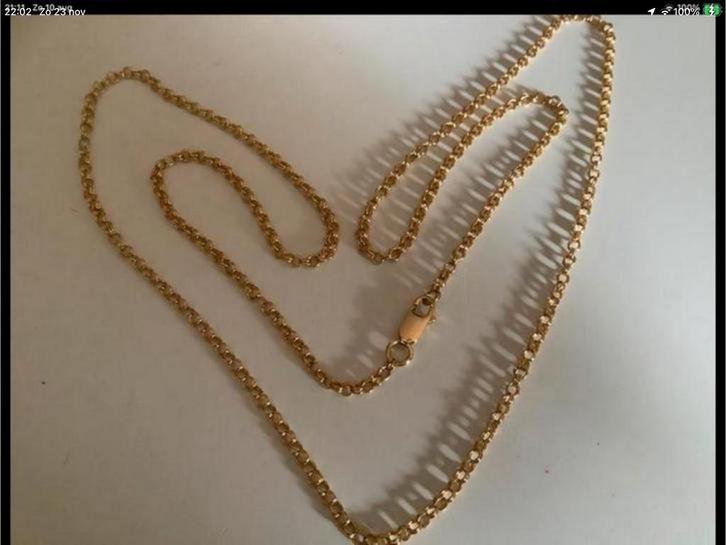Geweldige vintage gouden ketting Jasseron schakels 18 k 750, Sieraden, Tassen en Uiterlijk, Kettingen, Zo goed als nieuw, Goud