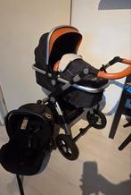 Cangaroo Luxor zwart zilver met bruin leren accenten 3 in 1, Gebruikt, Verstelbare duwstang, Combiwagen, Ophalen