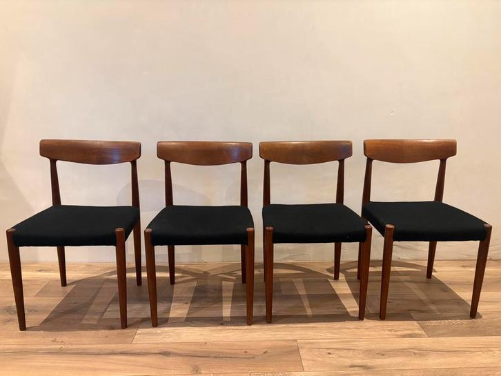 Mid century bovenkamp eetkamerstoelen 4 stuks, Huis en Inrichting, Stoelen, Zo goed als nieuw, Hout, Bruin, Ophalen