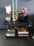 Vintage trolly sidetable zwart hout chroom, Huis en Inrichting, Tafels | Sidetables, Ophalen, 50 tot 100 cm, Zo goed als nieuw
