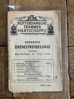 RTM beperkte dienstregeling ingaande maandag 31 juli 1944, Ophalen of Verzenden, Gebruikt, Tram, Boek of Tijdschrift