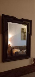 Antieke eiken spiegel met geslepen glas  60 br x 80 h, Ophalen, Rechthoekig