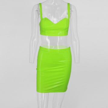 Groene lak leren rok en top setje leer glimmende wetlook beschikbaar voor biedingen