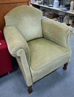 Grootvaders groene stoel, vintage velours fauteuil, Huis en Inrichting, Ophalen, Gebruikt, Minder dan 75 cm, Vintage