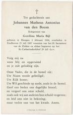 Johannes M. van den Boom 1904 Dongen + 1967 Eindhoven, Verzamelen, Verzenden, Bidprentje
