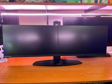 2x HP E24Q G4 + Ergotron Neo-Flex Dual Monitor Stand beschikbaar voor biedingen