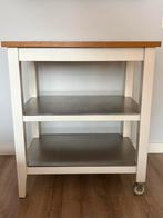 IKEA Stenstorp roltafel wit/eiken/rvs hxbxd 90x79x51, Ophalen, Gebruikt, 50 tot 100 cm, Eikenhout