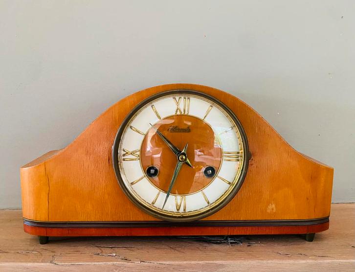 Vintage 70s Hermle pendule-/mantelklok, Antiek en Kunst, Antiek | Klokken, Ophalen of Verzenden