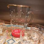 brocante kan of pitcher witte stippen, gouden rand 19x11 cm, Ophalen of Verzenden