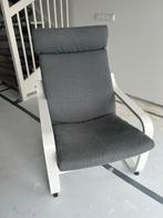 IKEA Poäng fauteuil – grijze stof, wit frame, Huis en Inrichting, Fauteuils, Ophalen of Verzenden, Zo goed als nieuw, Stof