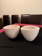 Crème bloempotten - 14cm hoog, 18,5cm opening, Tuin en Terras, Bloempotten, Gebruikt, Binnen, Ophalen of Verzenden, Aardewerk