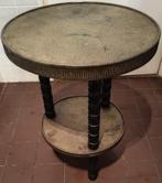 Rooktafel 1920-1930 bronzen blad met decoraties houten poten, Ophalen of Verzenden