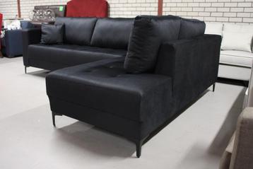 Luxe zwarte hoekbank bankstel lounge stof 285 cm. beschikbaar voor biedingen