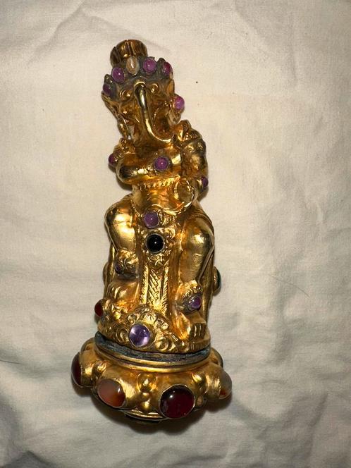 4 Authentieke, met edelstenen ingelegde Kris-heften, Antiek en Kunst, Antiek | Goud en Zilver, Goud, Ophalen of Verzenden