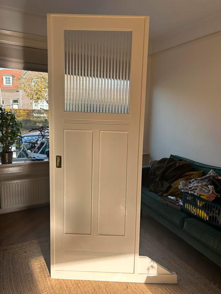 Authentieke Schuifdeur - Enkele Deur, Doe-het-zelf en Verbouw, Deuren en Horren, Gebruikt, Binnendeur, 200 tot 215 cm, 80 tot 100 cm