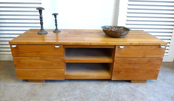 Mooie teak houten  tv kast, Huis en Inrichting, Kasten | Televisiemeubels, Zo goed als nieuw, Minder dan 100 cm, 150 tot 200 cm
