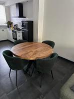 Houten Eettafel met 4 Stoelen, Huis en Inrichting, Tafels | Eettafels, Ophalen, Gebruikt, Vier personen, Industrieel