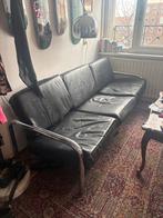 Lederen 3-zits bank vintage, Gebruikt, Driepersoons, Ophalen of Verzenden, Rechte bank