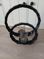 Mooi metalen windlicht met glas, Ophalen, Zwart, Zo goed als nieuw, Metaal