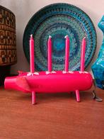 Vintage zweedse varken jul kandelaar, hout, kerst zweeds, Huis en Inrichting, Ophalen of Verzenden, Hout, Minder dan 25 cm