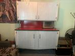 Grijs en rood dressoir, buffelkast, keuken vintage, jaren 70, Huis en Inrichting, Kasten | Dressoirs, Ophalen, Zo goed als nieuw