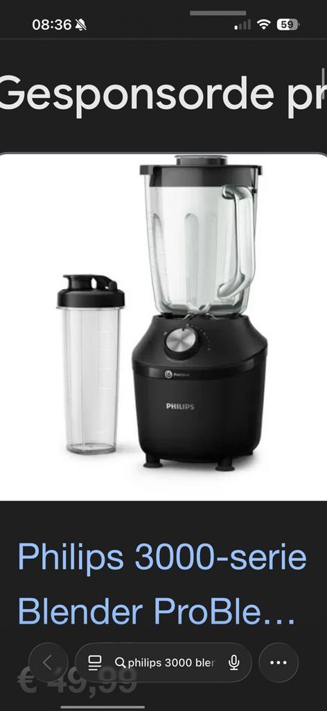 Philips 3000 series blender zonder kan!!, Witgoed en Apparatuur, Blenders, Zo goed als nieuw, Blender, Ophalen of Verzenden