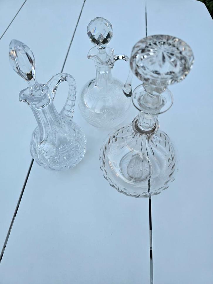 3 antieke Kristallen karaffen 1900S Art Deco & nouveau €39, Antiek en Kunst, Antiek | Glas en Kristal, Ophalen of Verzenden