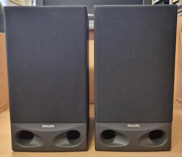 Philips FW25 – Speakers (Paar) Vintage Luidsprekers – As is, Audio, Tv en Foto, Luidsprekers, Gebruikt, Front, Rear of Stereo speakers