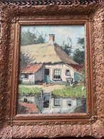Klassiek Schilderij: Huisje aan het Water, Gesigneerd Heena, Ophalen