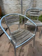 4 Aluminium Terrasstoelen met Hardhout, Gebruikt, Ophalen of Verzenden, Vier, Grijs